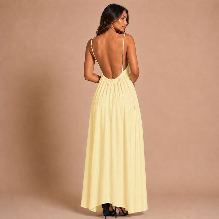 Maxi Cotton Dress with Open Back