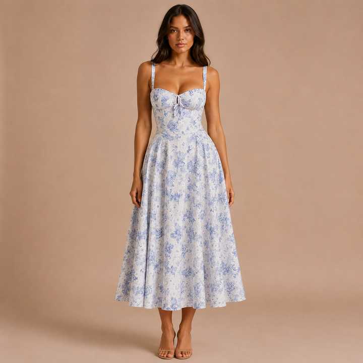 Floral Midi Dress with Belt