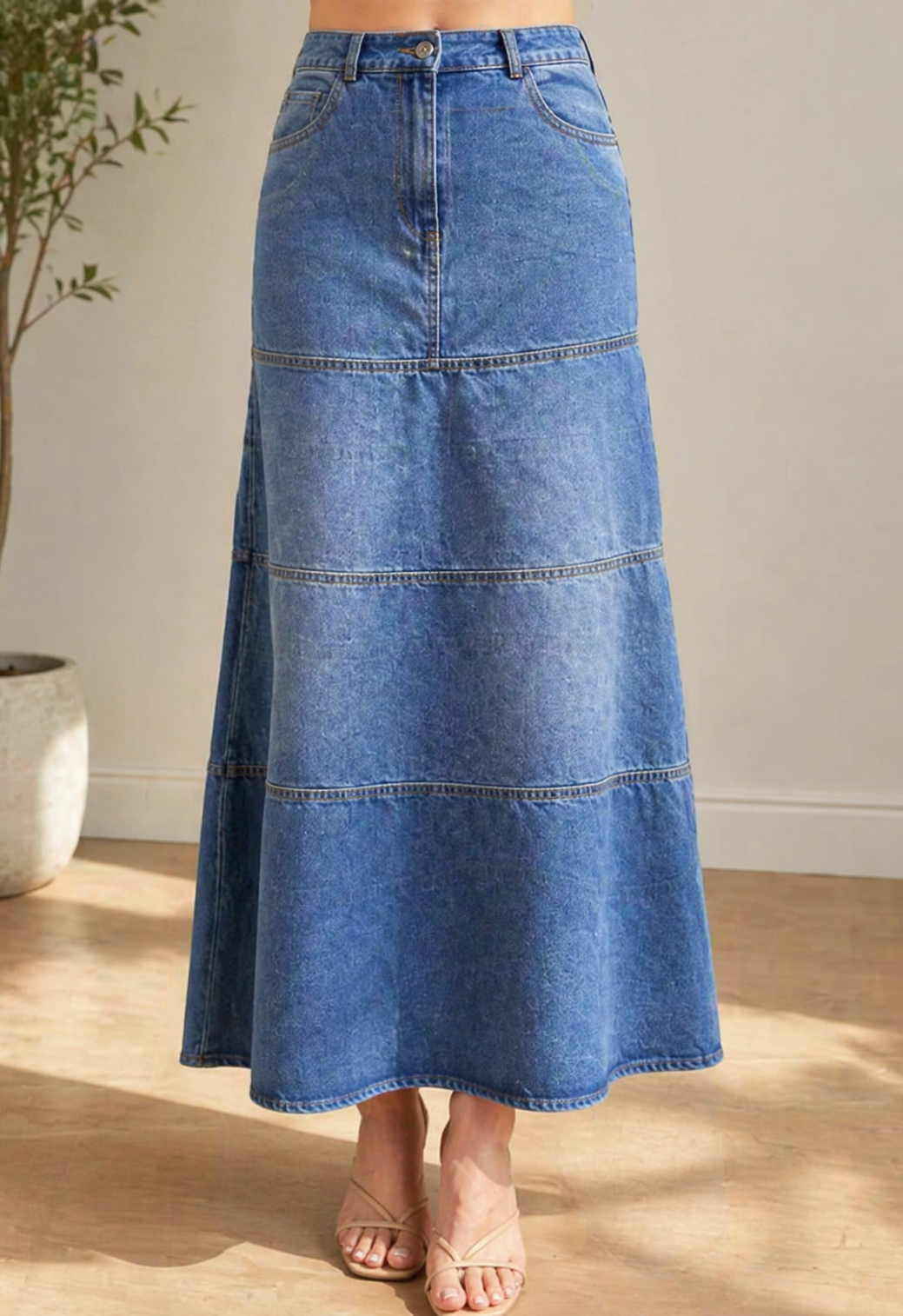 Maria - Classic Mid-Length Denim Skirt