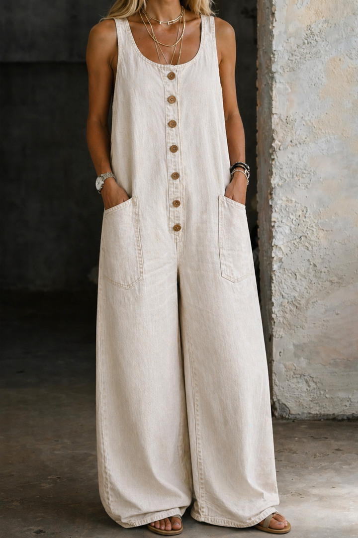 Sara - Distressed Vintage Cotton Jumpsuit