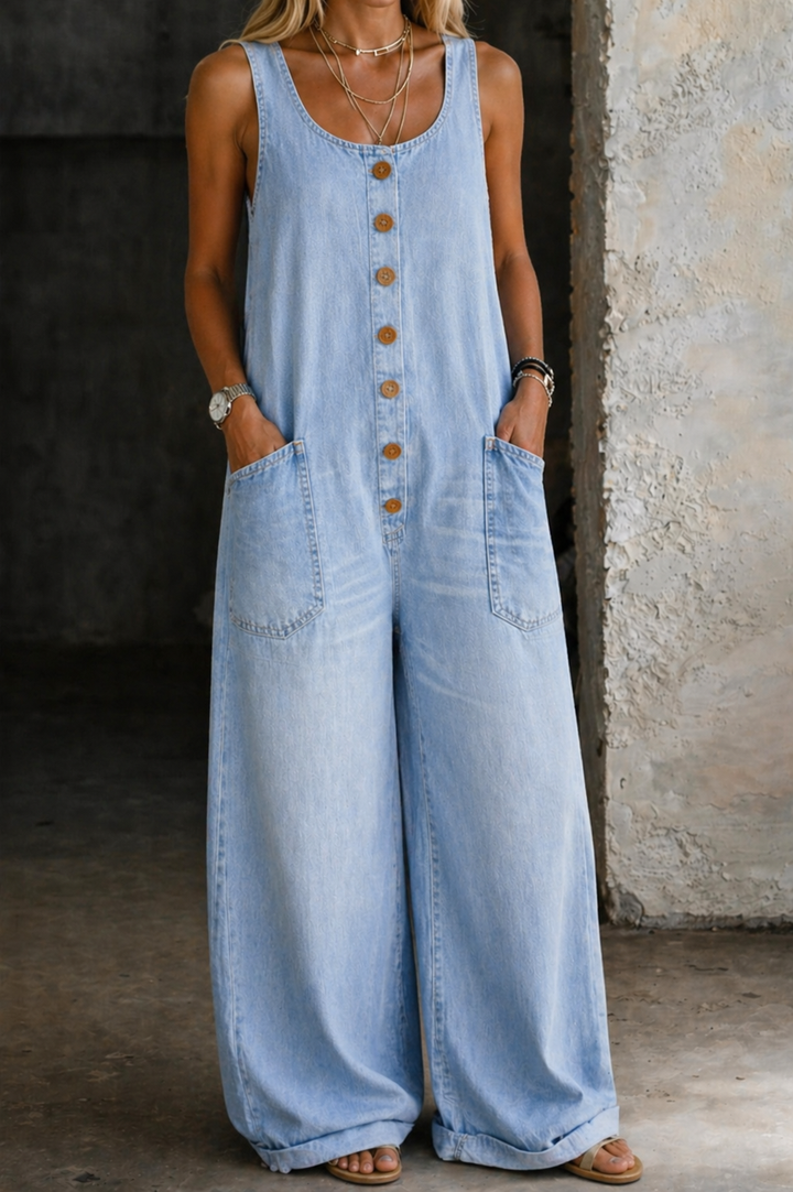 Sara - Distressed Vintage Cotton Jumpsuit
