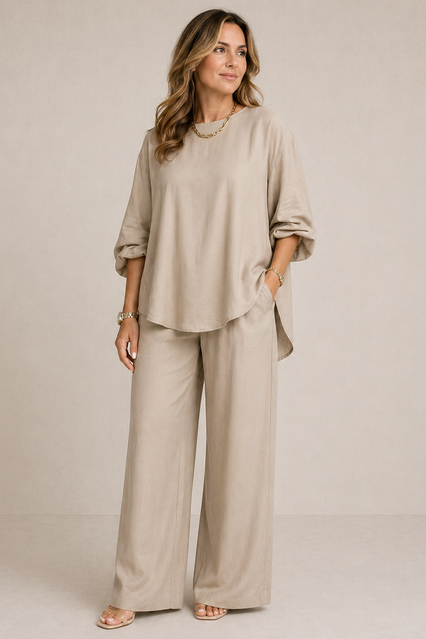Kveta | Breezy Ensemble with Flared Trousers