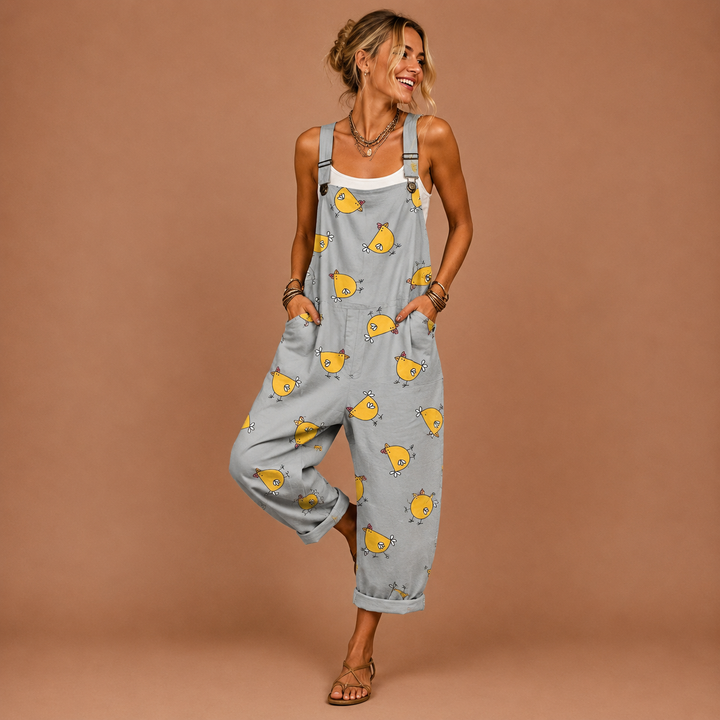 Casual Women's Dungarees with Playful Design