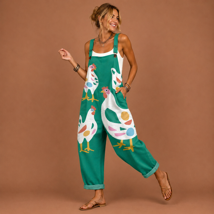 Casual Women's Dungarees with Playful Design