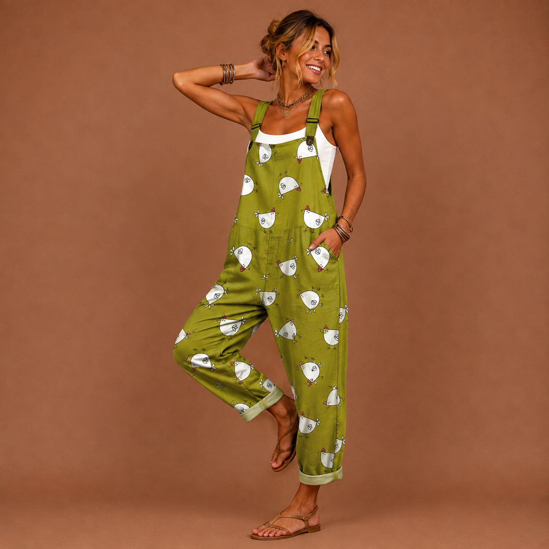 Casual Women's Dungarees with Playful Design