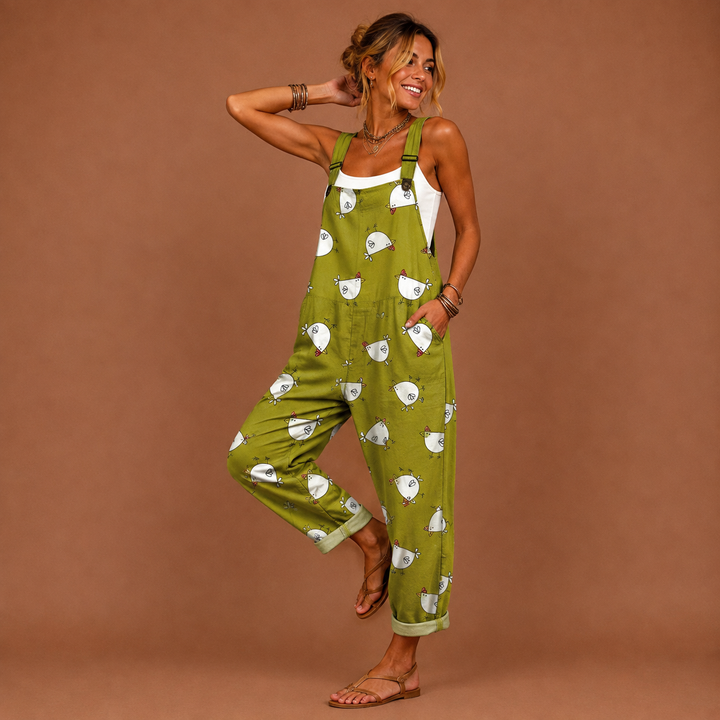 Casual Women's Dungarees with Playful Design