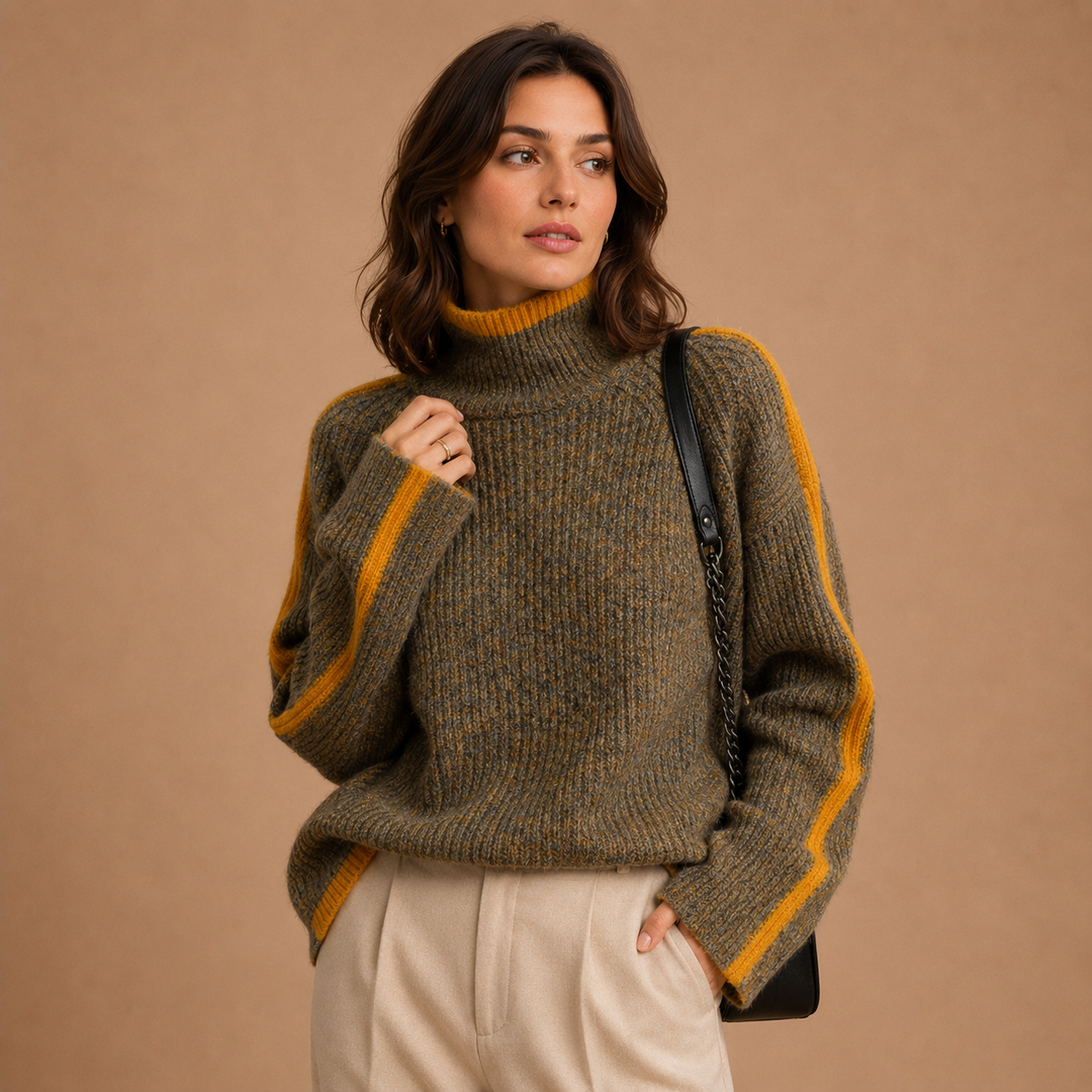 Athina - Warm jumper with details in a cosy wool blend