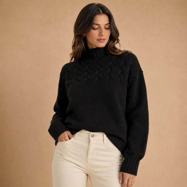 Eva - Women's Knitted Sweater with Knitting Detail