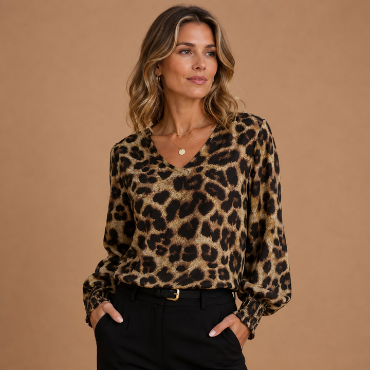 Joana - Stylish Leopard Print Blouse