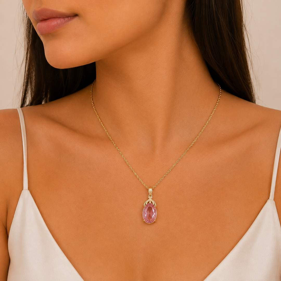 Oval Imperial Necklace in Pink Sapphire | Gold
