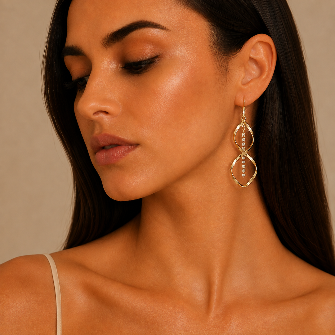Gold Spiral Sunray Earrings