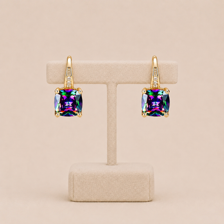 Ring Earrings with Hidden Stone | Gold