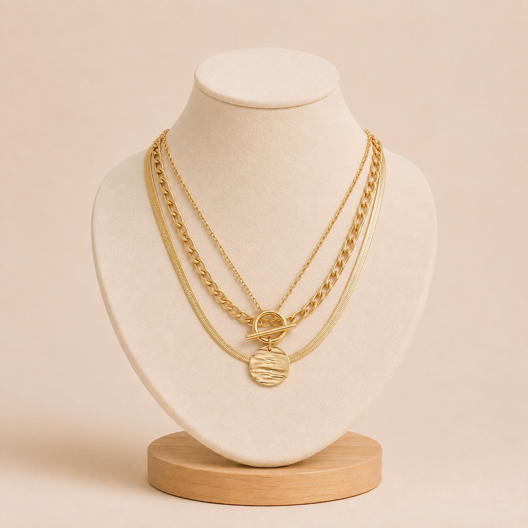 Savira Textured Necklace | Gold