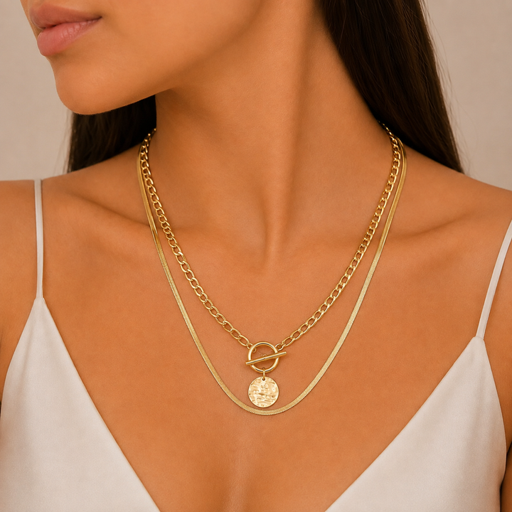 Savira Textured Necklace | Gold