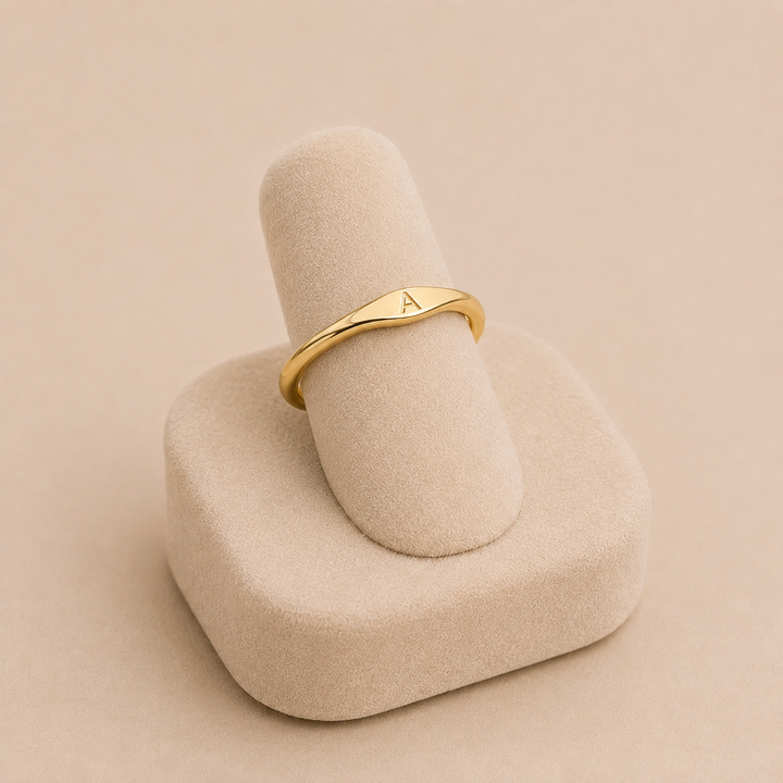 Elara Gold Ring with Letter