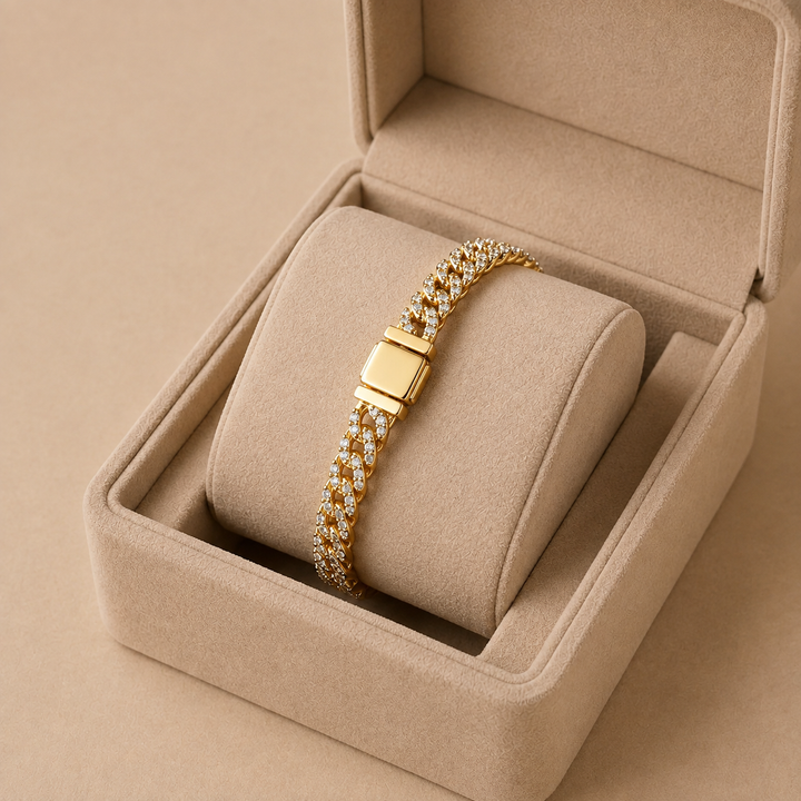 Gold Cuban Pavé Bracelet
