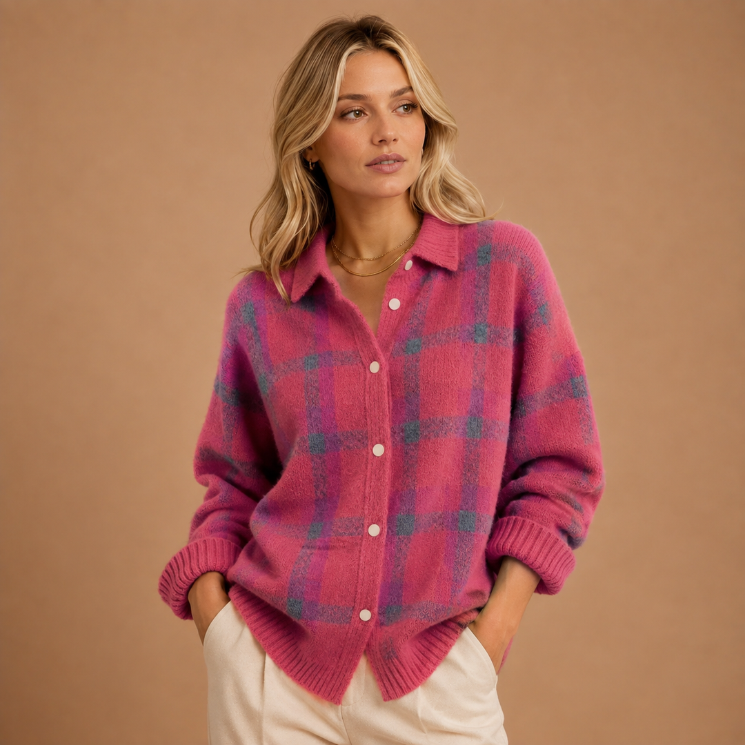 Ashley | Classic Checked Knit Shirt with Collar