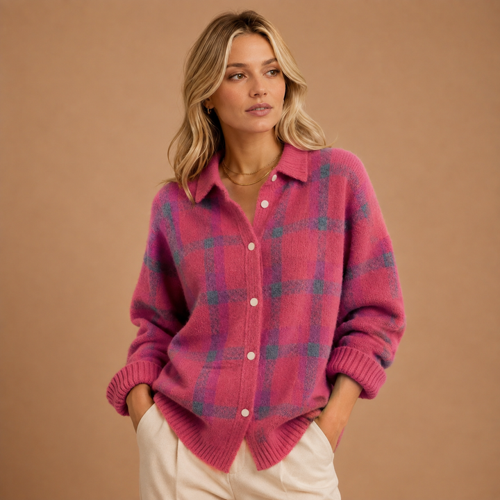 Ashley | Classic Checked Knit Shirt with Collar