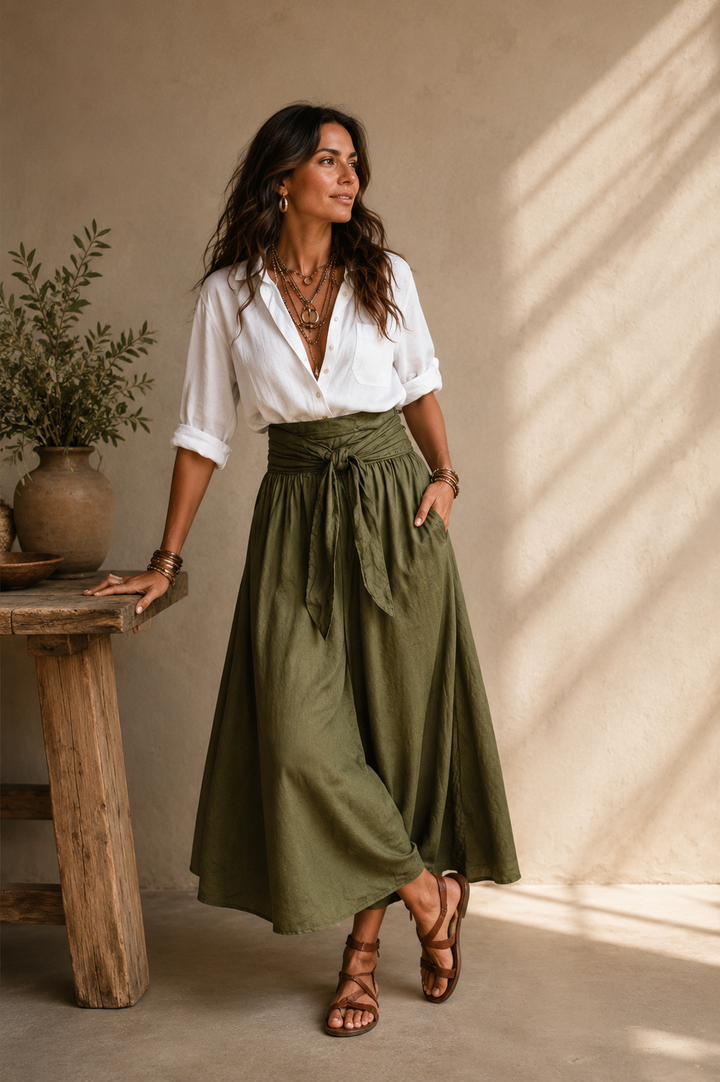 Kornélia | Chic Two-Piece Ensemble Featuring a Relaxed Top and Midi Skirt