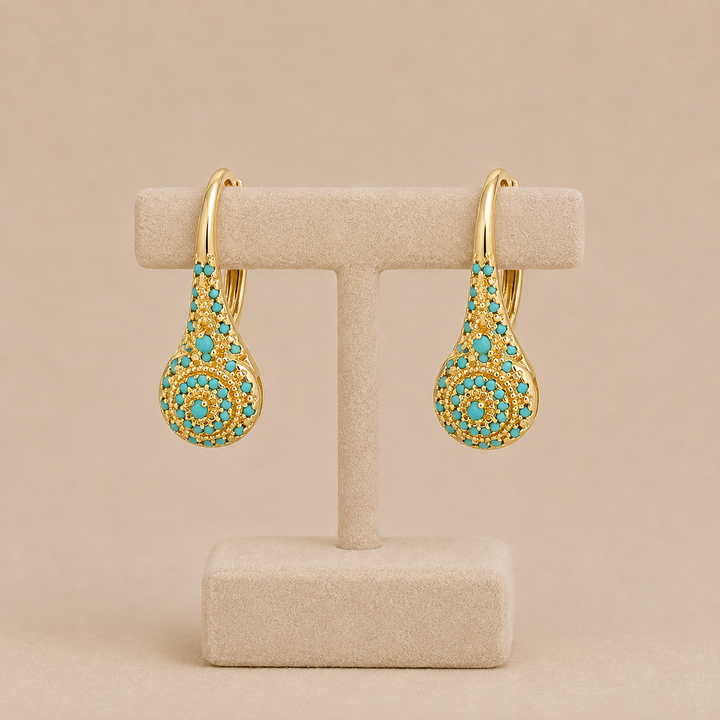Turquoise Valenne Earrings in a Group | Gold