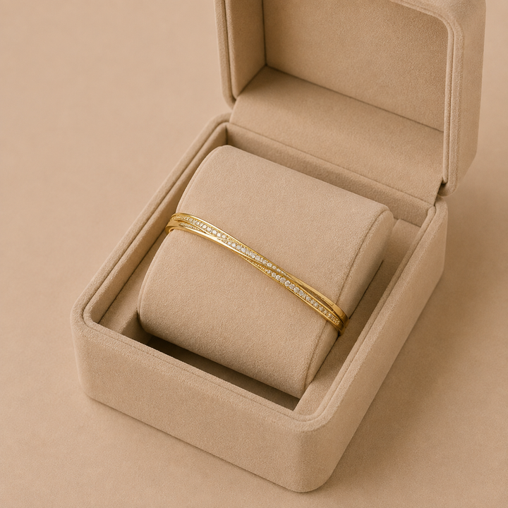 Stunning crystal bracelet with two rows of gold