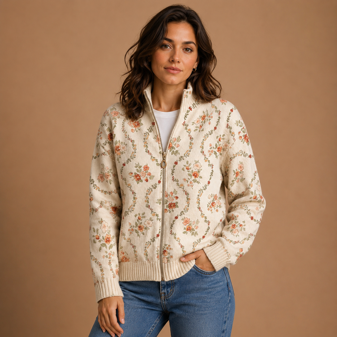 Ingrid | Cardigan with Delicate Floral Vines