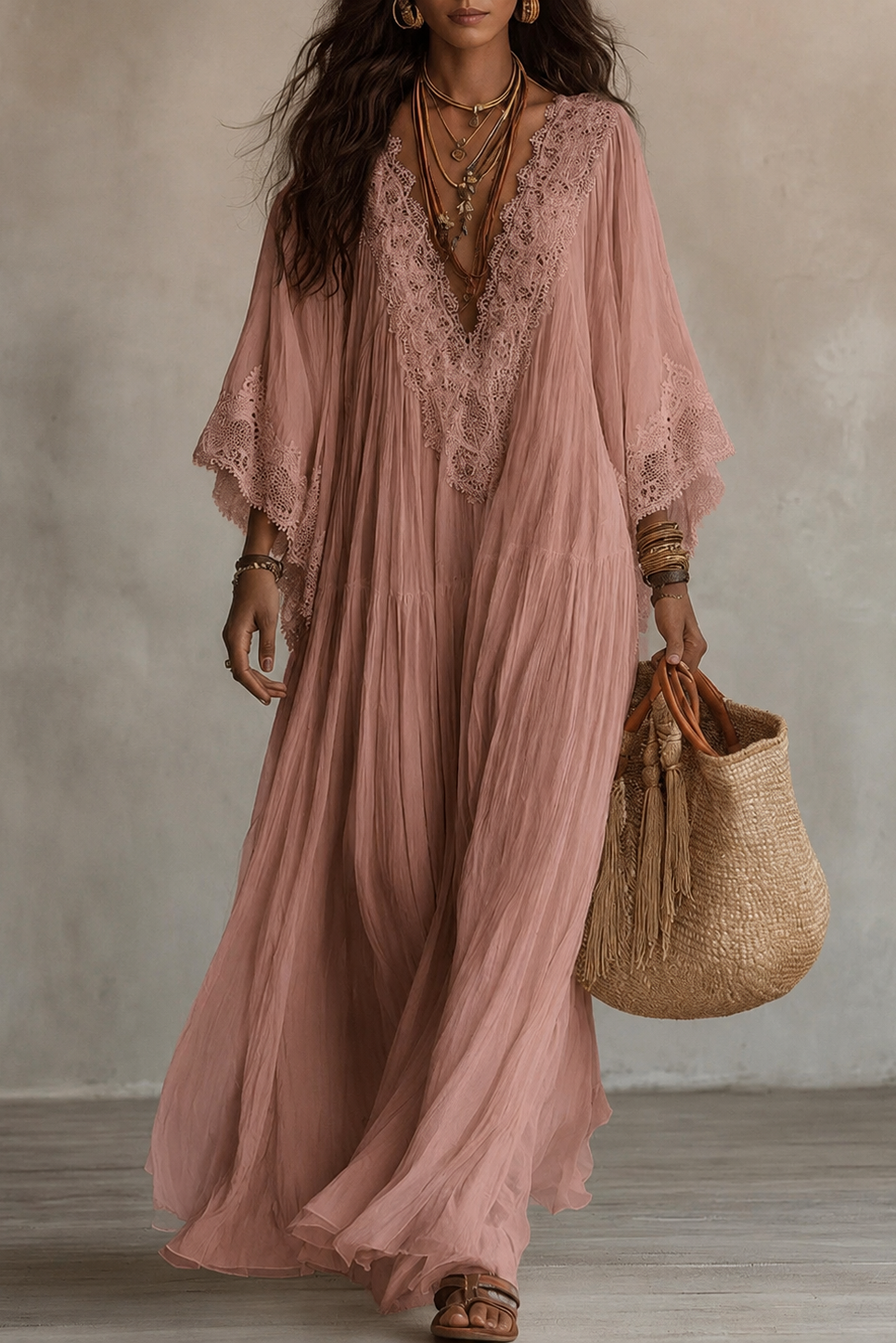Teodóra | Batwing Sleeve Maxi Dress