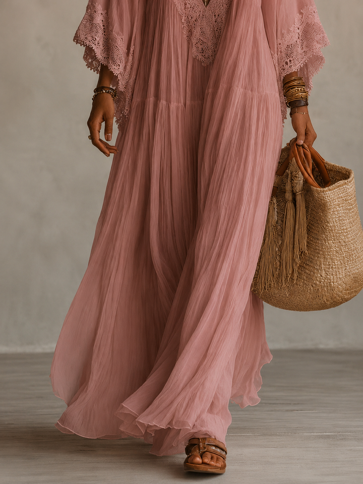 Teodóra | Batwing Sleeve Maxi Dress