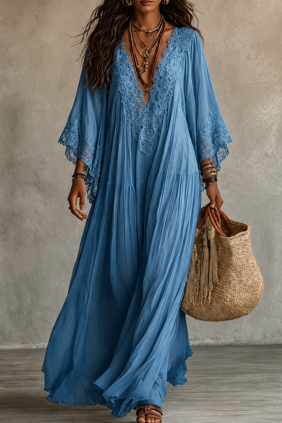 Teodóra | Batwing Sleeve Maxi Dress
