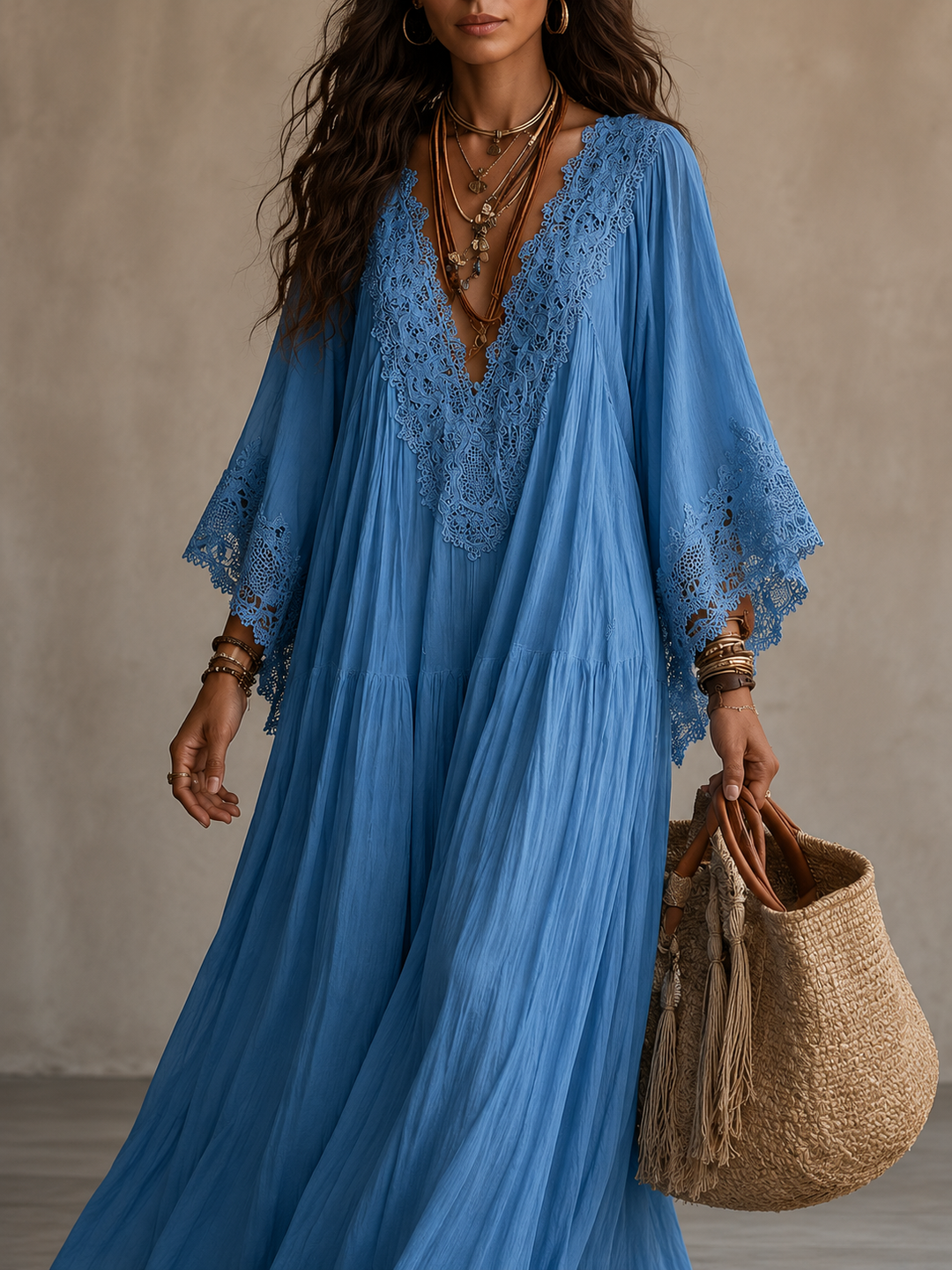 Teodóra | Batwing Sleeve Maxi Dress