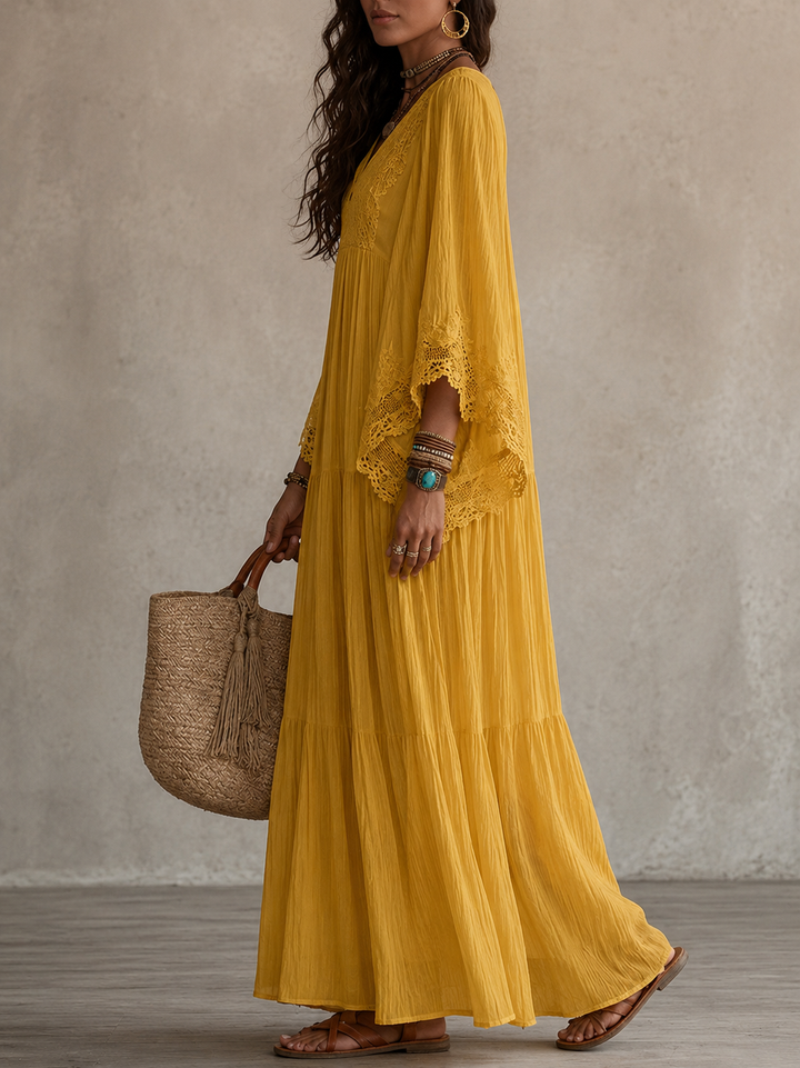 Teodóra | Batwing Sleeve Maxi Dress