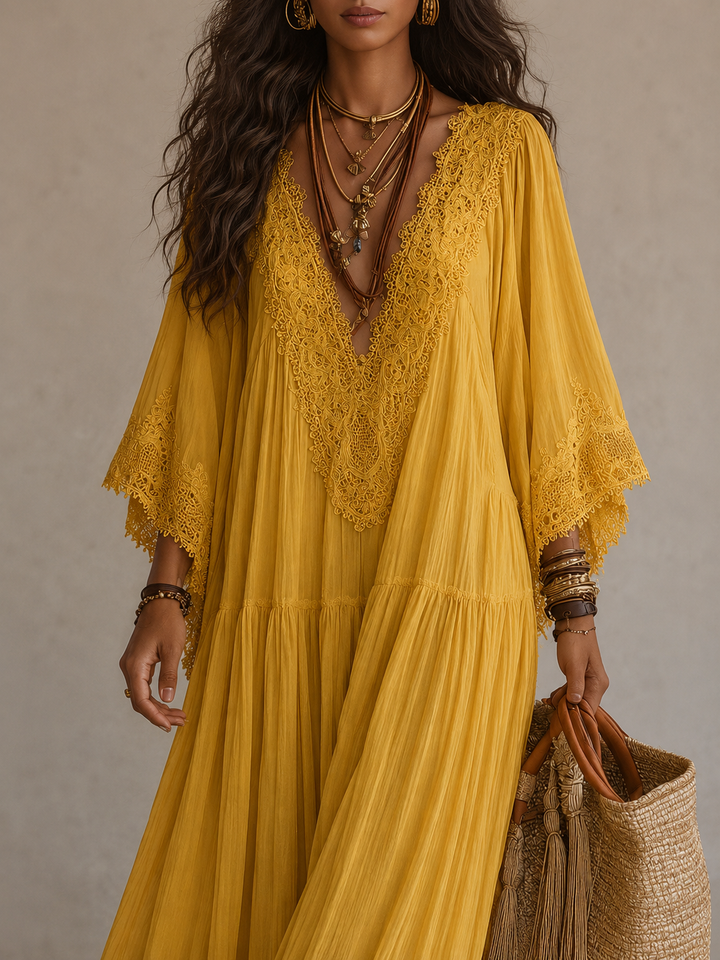Teodóra | Batwing Sleeve Maxi Dress