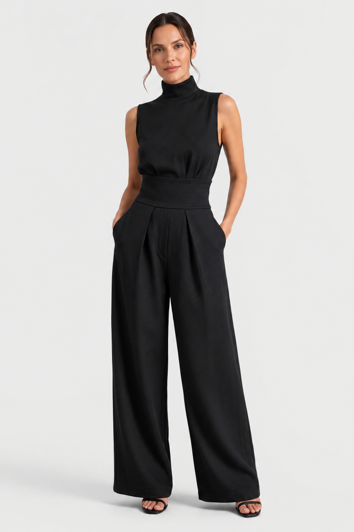 Luba | Relaxed Ensemble with Sleeveless Blouse and Wide-Leg Trousers