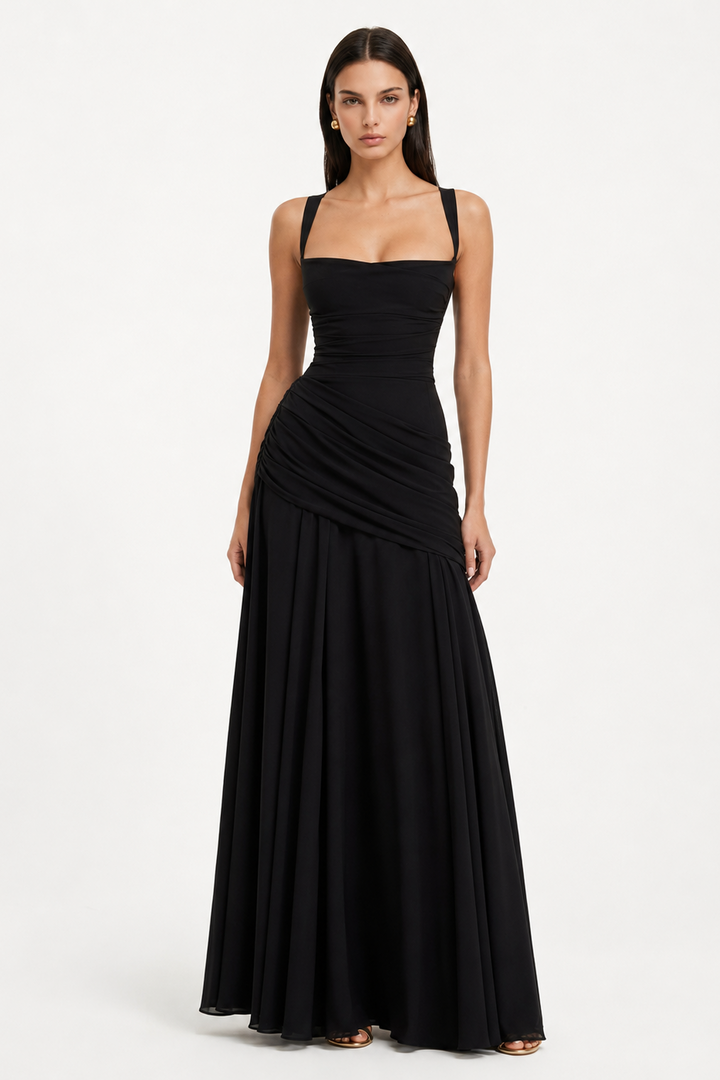 Vera | Maxi Dress Featuring a Gathered Square Neckline