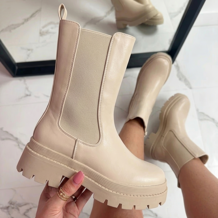 Chunky Sole Mid-Calf Chelsea Boots