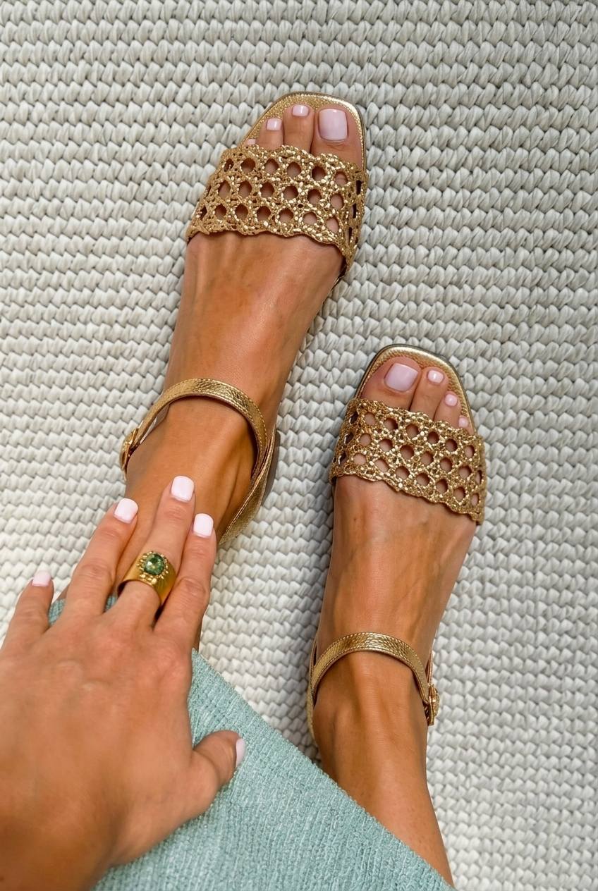 Benedita - Metallic Gold Sandals