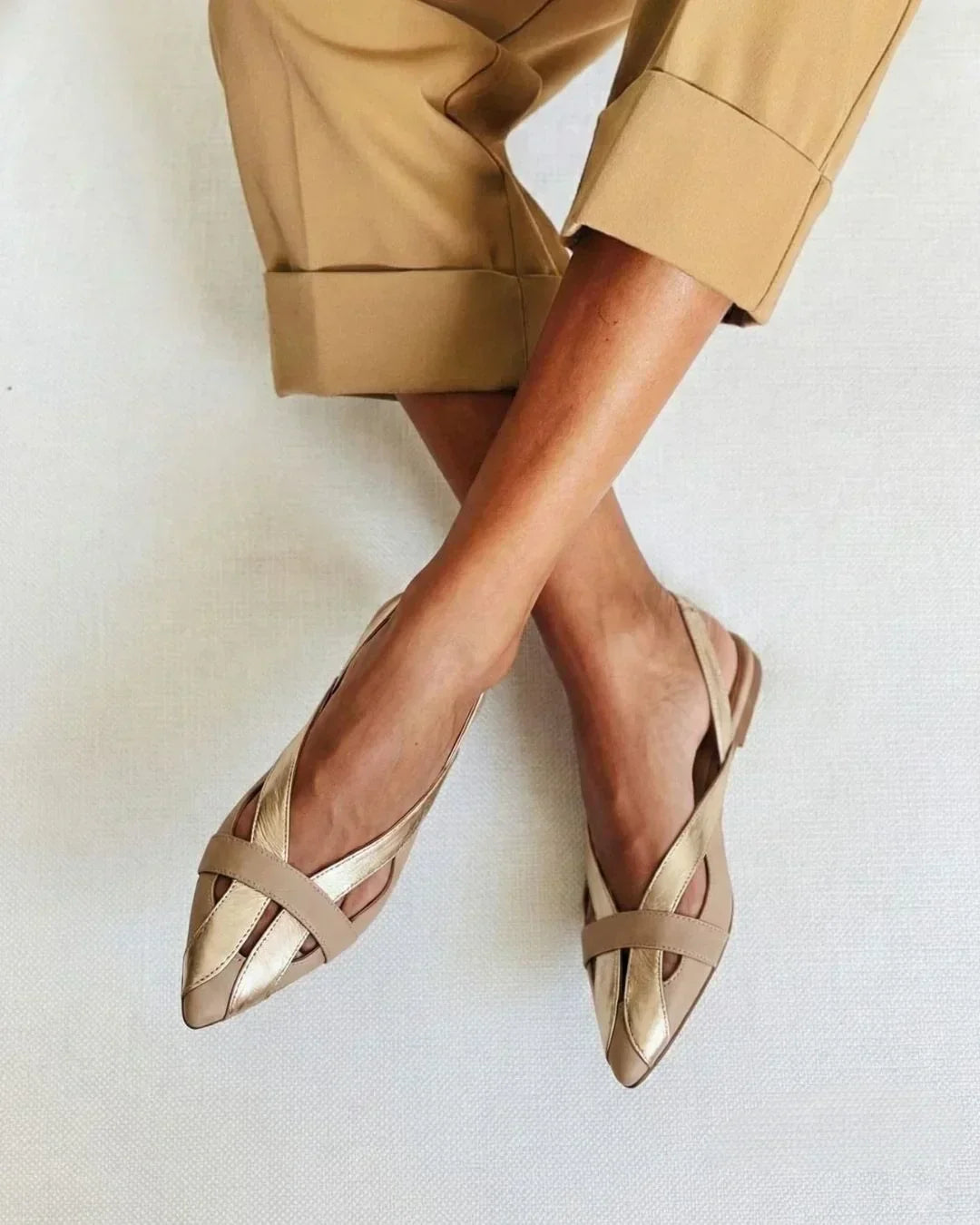 Euphimia - Gold Slingback Ballet Flats