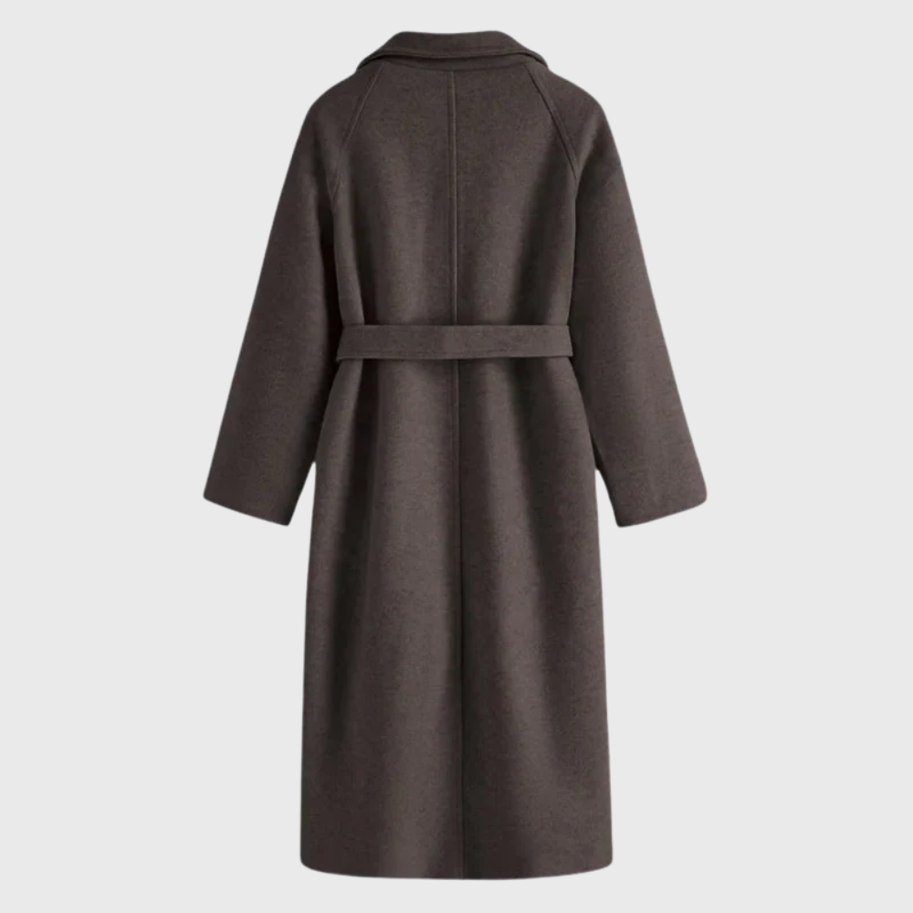 Women's Timeless Wool Blend Long Coat with Adjustable Belt