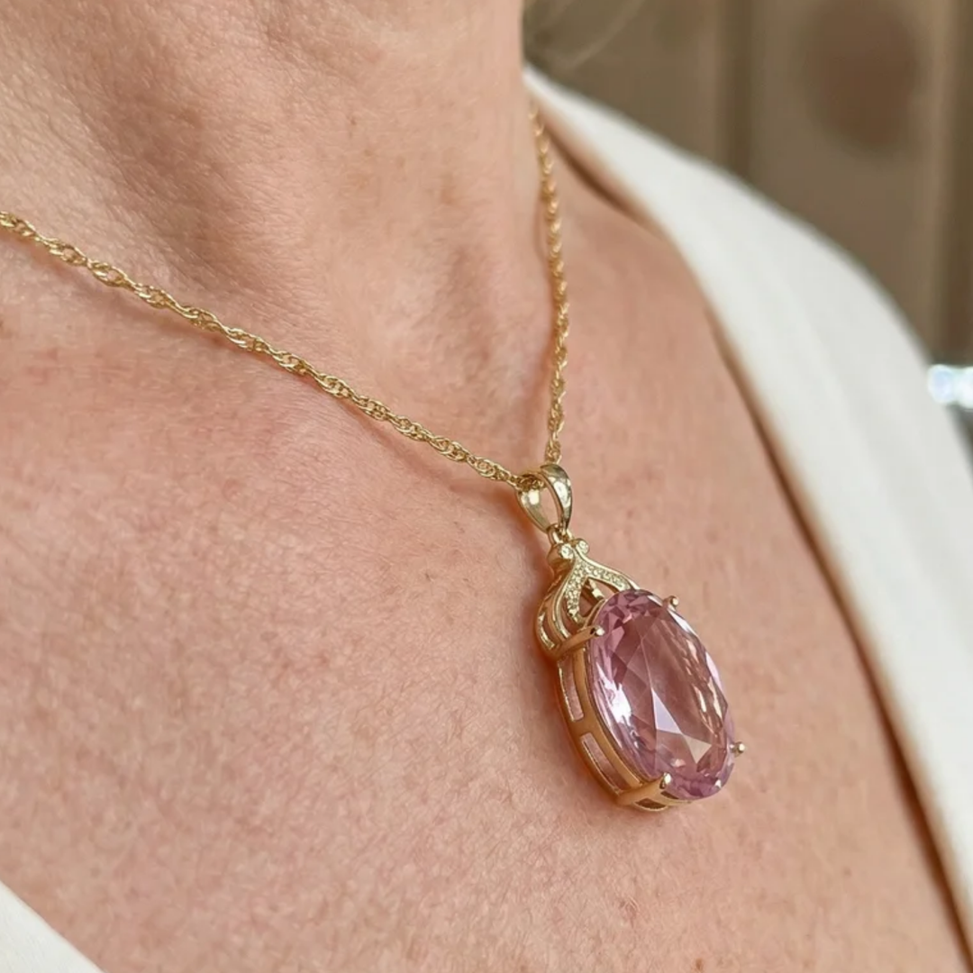 Oval Imperial Necklace in Pink Sapphire | Gold