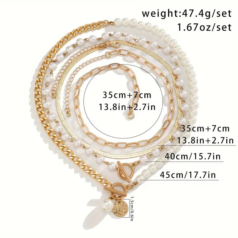 Vintage Necklace with Pearls and Gold Chain