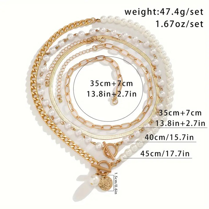 Vintage Necklace with Pearls and Gold Chain