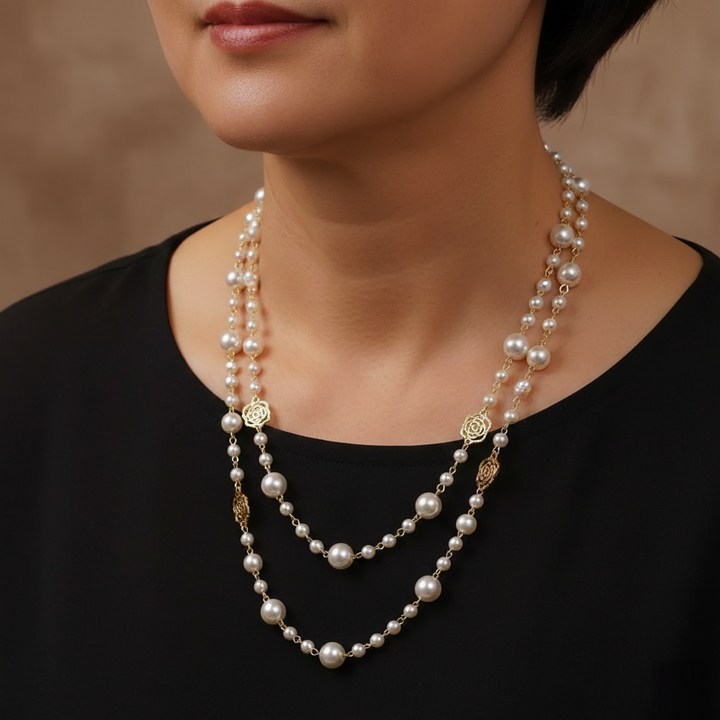 Gold necklace with a small daisy