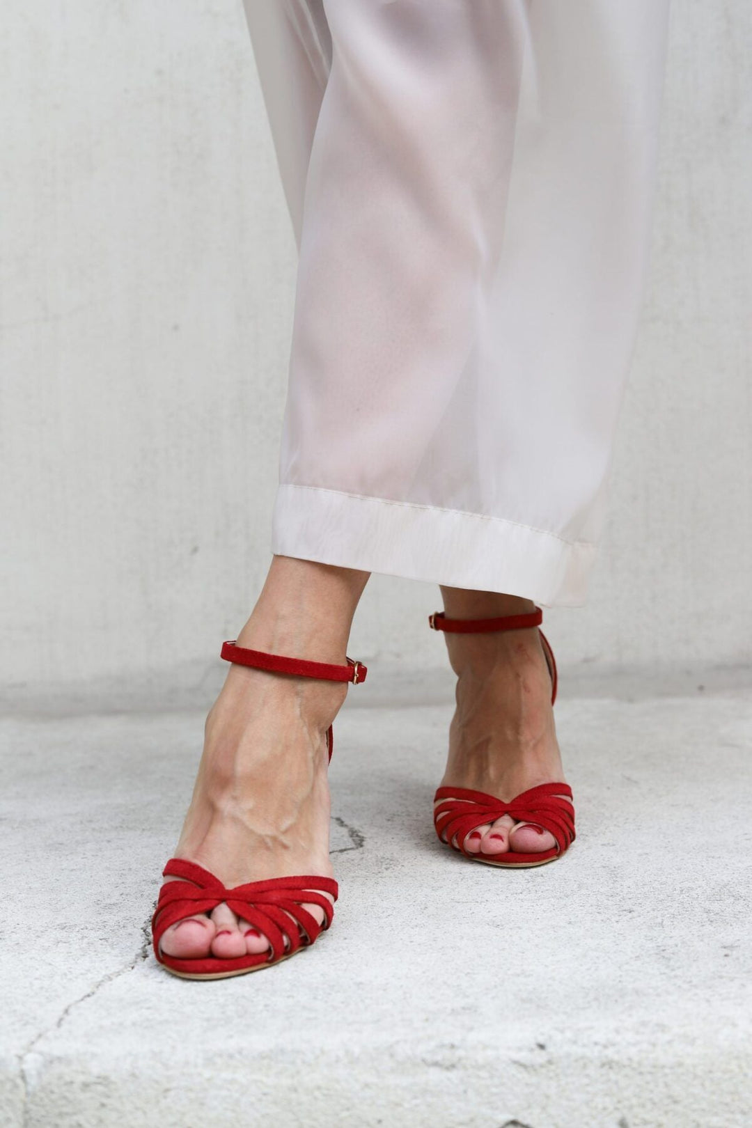 Roberta - Scarlet Nubuck Leather Sandals