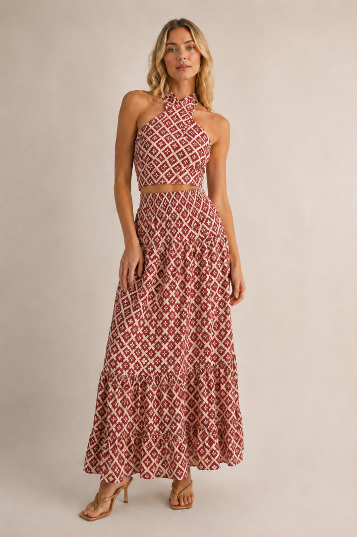 Darina | Coordinated Top and Skirt Set with Unique Patterns