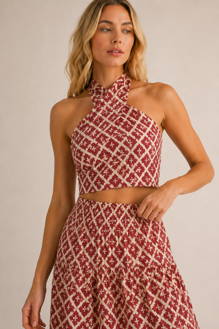 Darina | Coordinated Top and Skirt Set with Unique Patterns