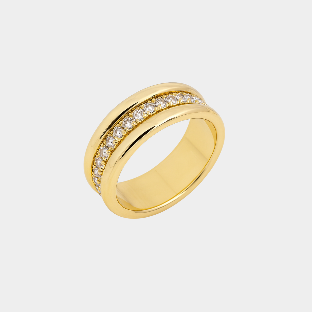 Magdalena - Elegant zircon ring with double inset decoration