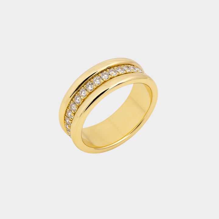Magdalena - Elegant zircon ring with double inset decoration