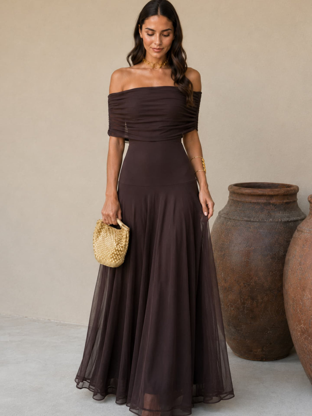 Faro - Long Brown Toledo Dress