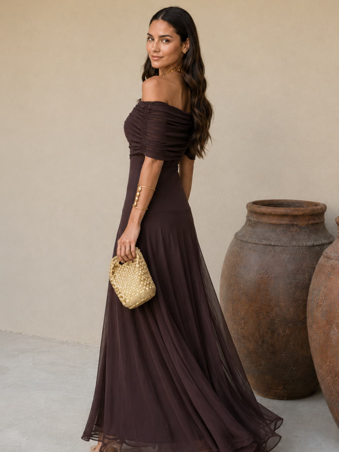 Faro - Long Brown Toledo Dress