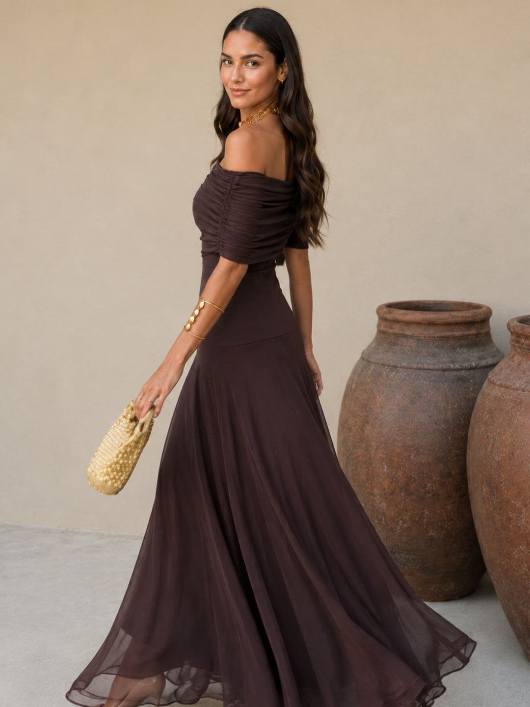 Faro - Long Brown Toledo Dress